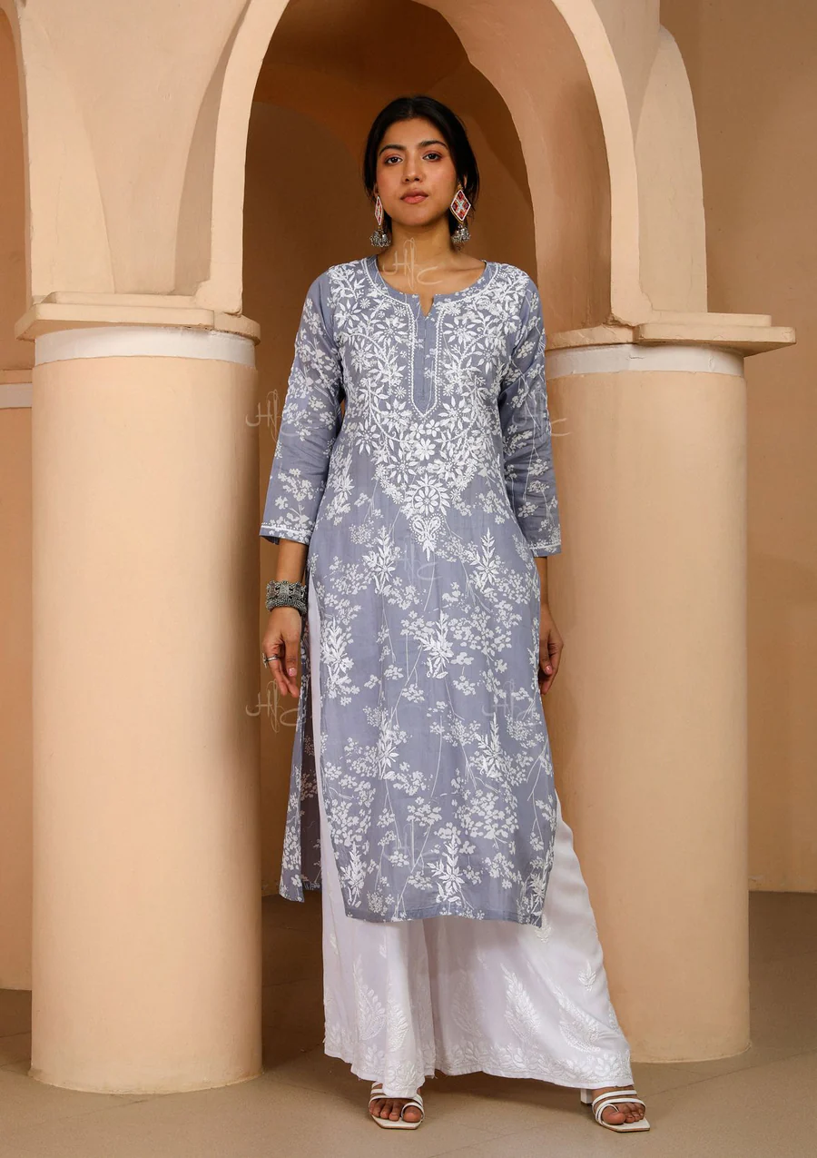 Zainab Chikankari Mulmul Straight Kurta