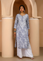 Zainab Chikankari Mulmul Straight Kurta