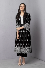 Black Chikankari Floral Motif Kurta Set