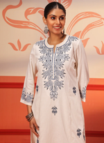 Embroidered Cotton Linen Designer Kurta Set for Women