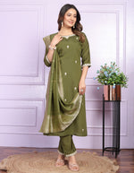 Viscos Silk Embroidered full stich Kurta Set With Dupatta