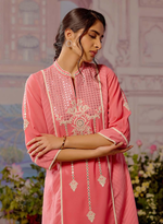 ink Embroidered Kurta Set with Asymmetrical Hemline