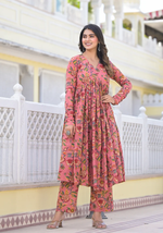 Aleeza Peach Handblock Printed Suit Set