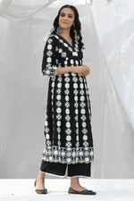 Black Lotus Embroidered Kurta Set