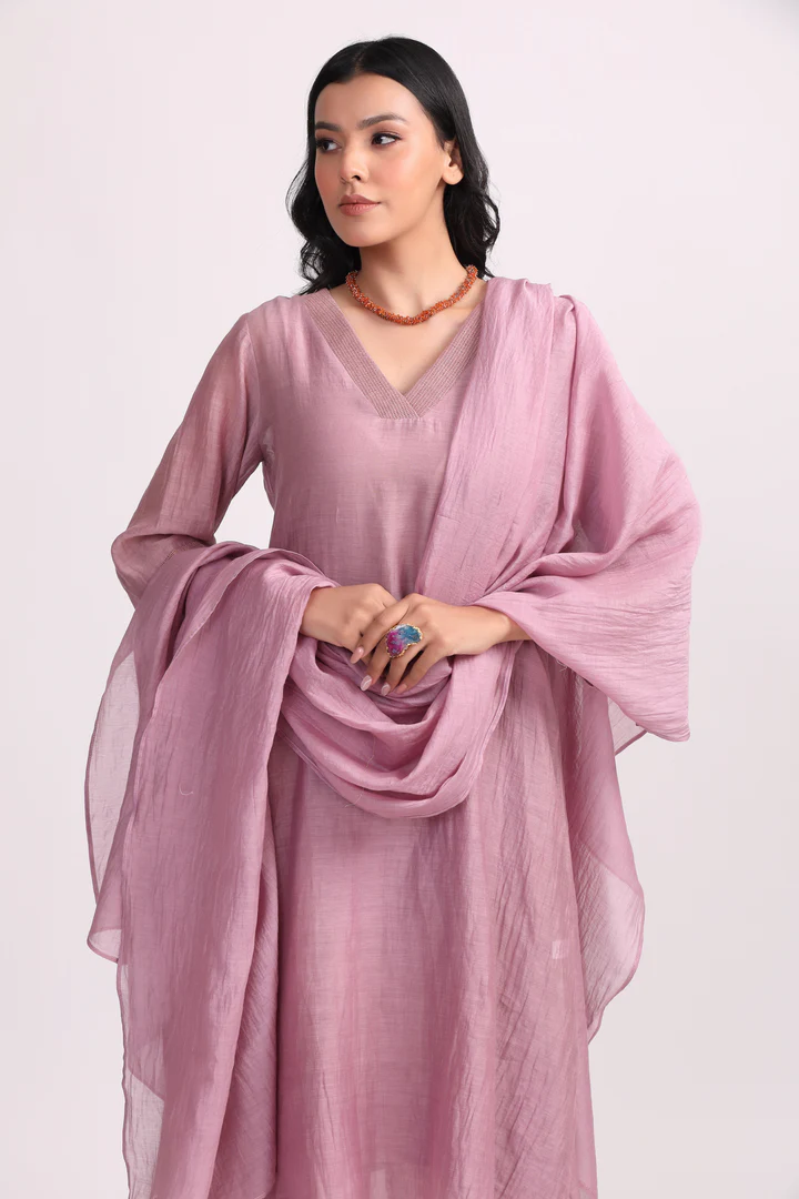 Lavender Chanderi Suit Set