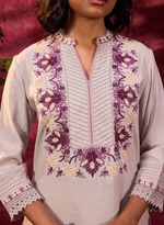 Grey Embroidered Kurta Set for Women