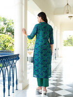 Ghazal Green Floral Handblock Chanderi Suit Set