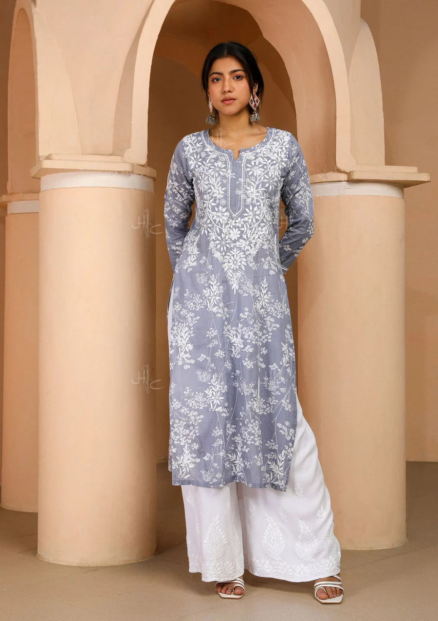 Zainab Chikankari Mulmul Straight Kurta