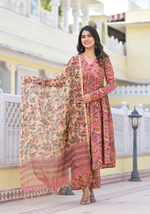 Aleeza Peach Handblock Printed Suit Set