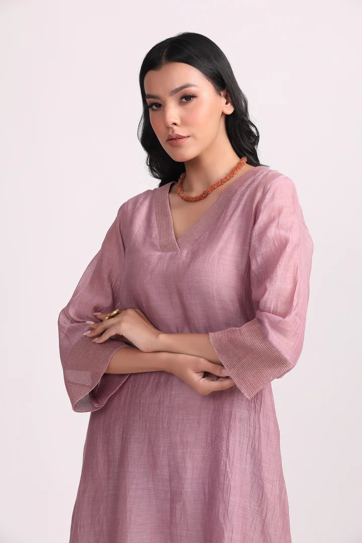 Lavender Chanderi Suit Set