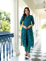 Ghazal Green Floral Handblock Chanderi Suit Set