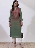 Brick Dust Dual Tone Collection Kurta Set With Embroidery