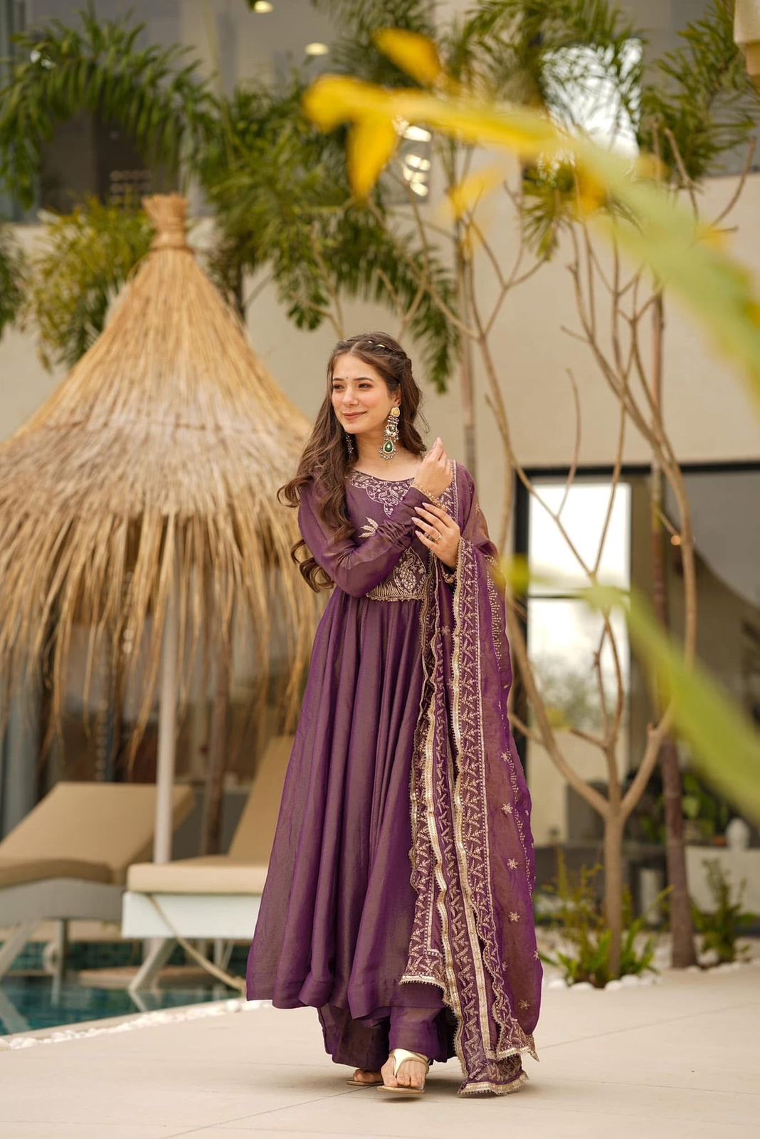 Designer Party Gown Palazzo & Dupatta Set