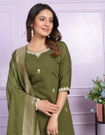 Viscos Silk Embroidered full stich Kurta Set With Dupatta