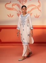 Embroidered Cotton Linen Designer Kurta Set for Women