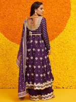 Organza Satin Palki Purple Kurta With Mulmul Organza Satin Palki Purple Pant