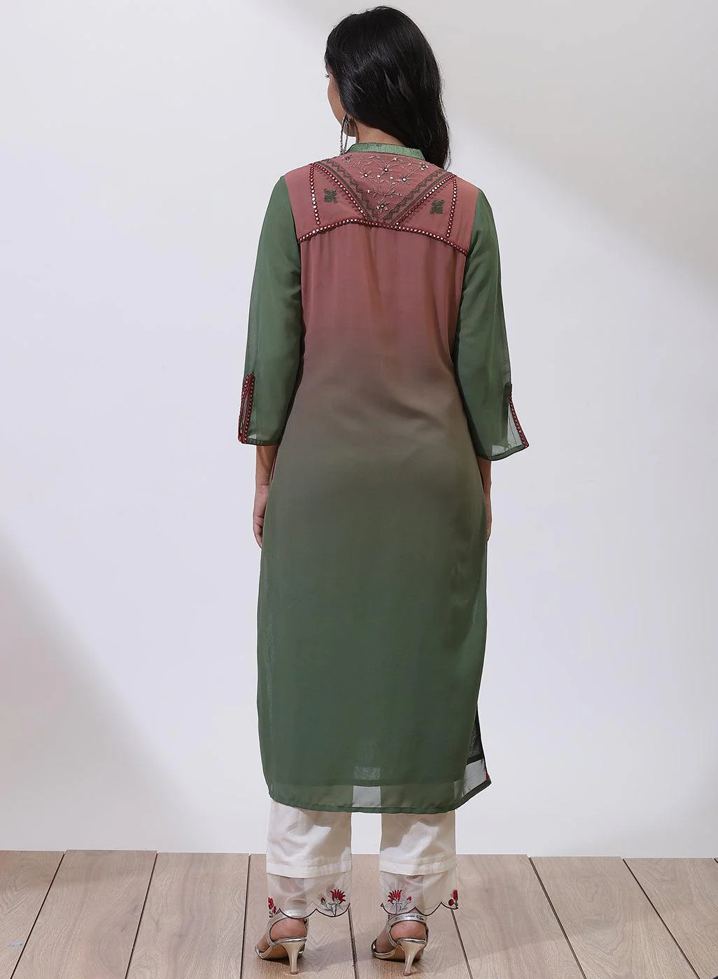 Brick Dust Dual Tone Collection Kurta Set With Embroidery