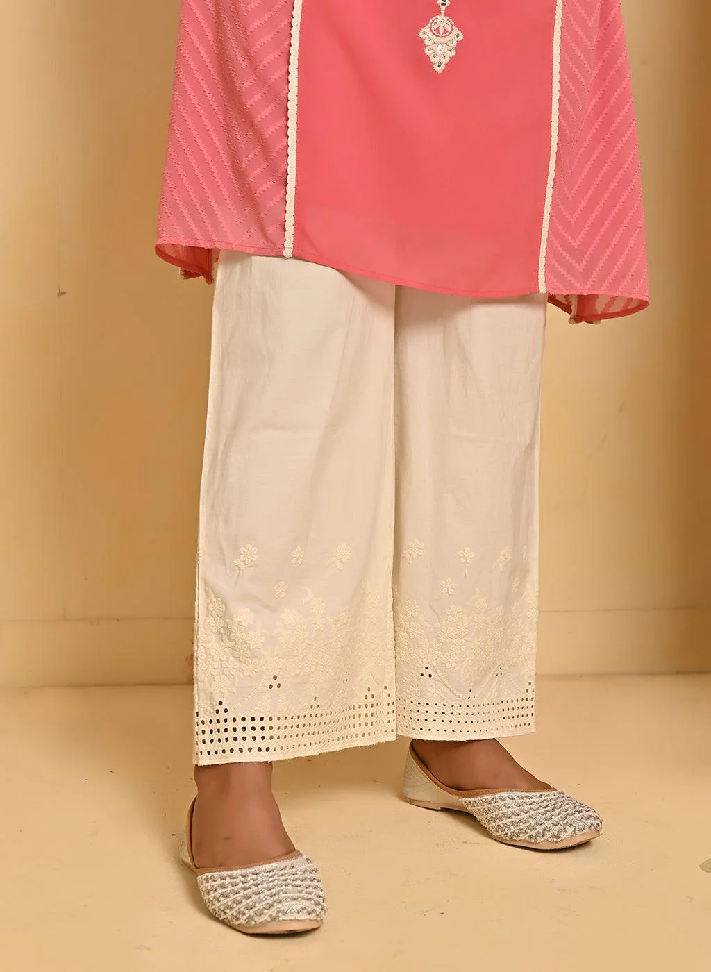 ink Embroidered Kurta Set with Asymmetrical Hemline