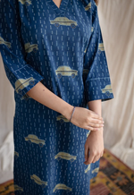 Mayra Ajrakh Cotton Hand Embroidered Kurta