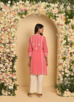 ink Embroidered Kurta Set with Asymmetrical Hemline