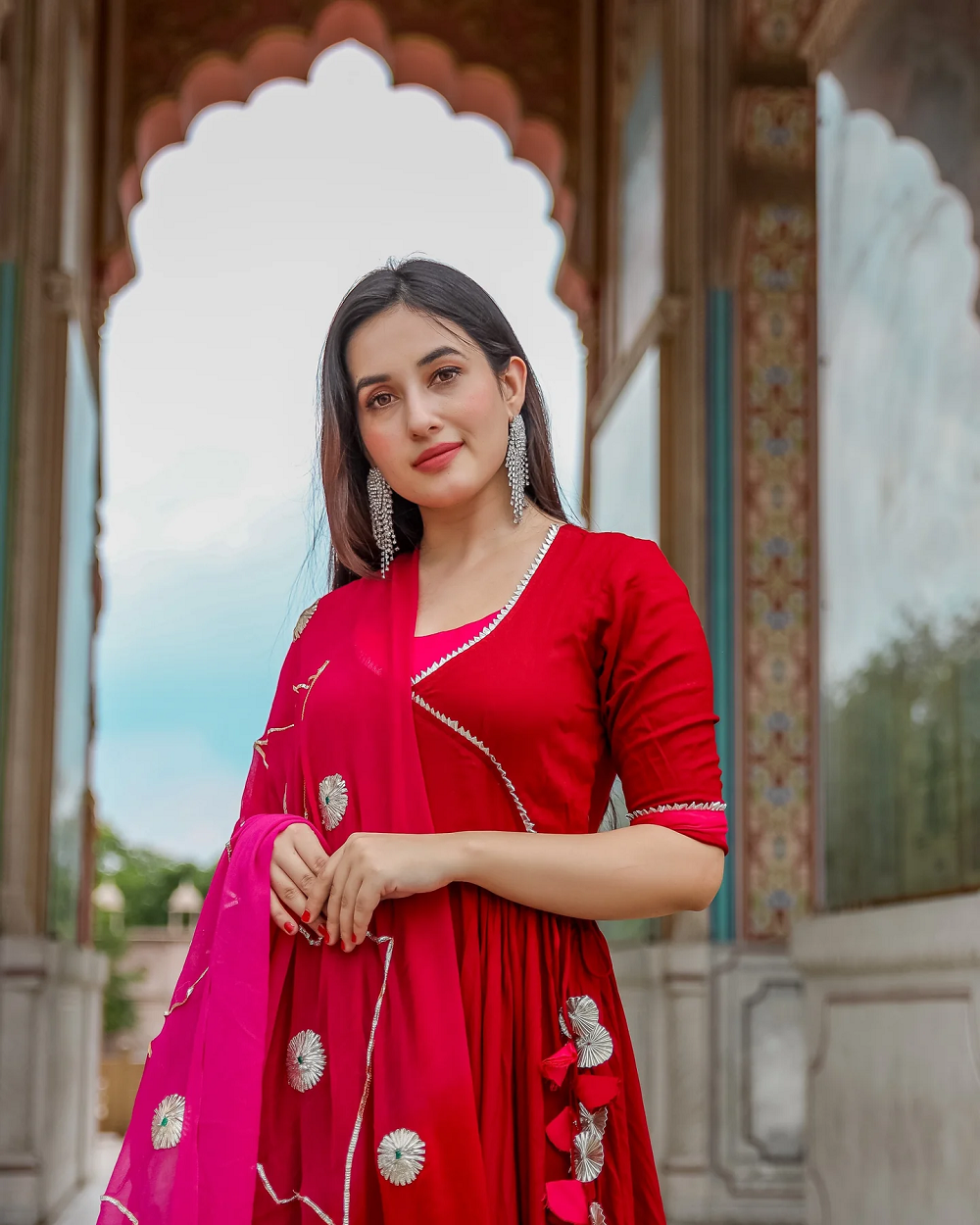 MAROON PINK GOTAPATTI SUIT SET