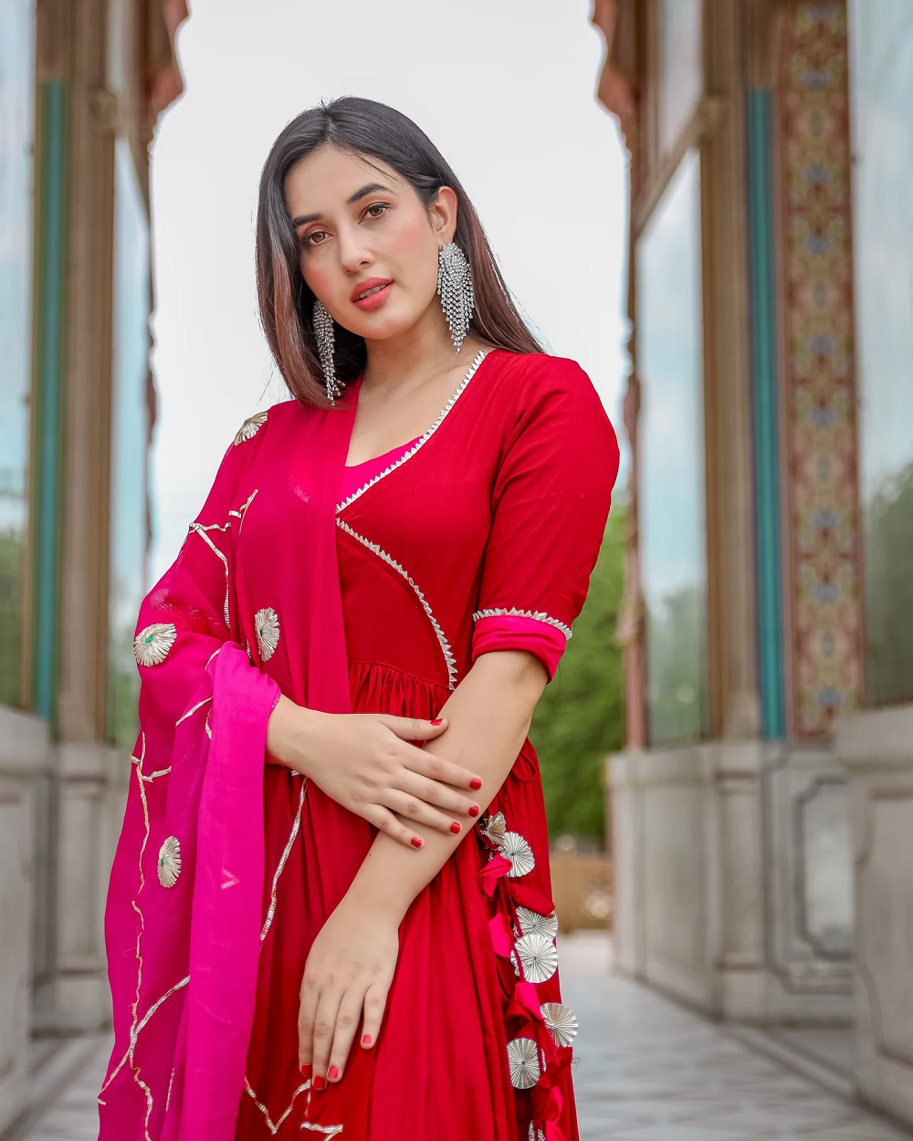 MAROON PINK GOTAPATTI SUIT SET