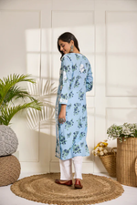 Chikankari Kurta Set in Mul cotton in Sky Blue