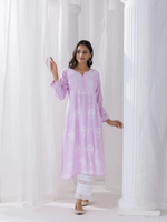 Kurta Set with Chikankari Hand Embroidery Pink