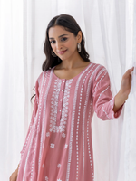 Pink Modal Chikankari Kurta Set