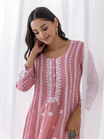 Pink Modal Chikankari Kurta Set