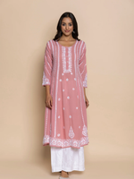 Pink Modal Chikankari Kurta Set