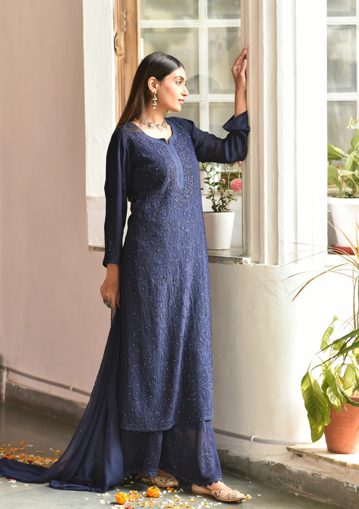 Chikankari Georgette Straight Kurta Set