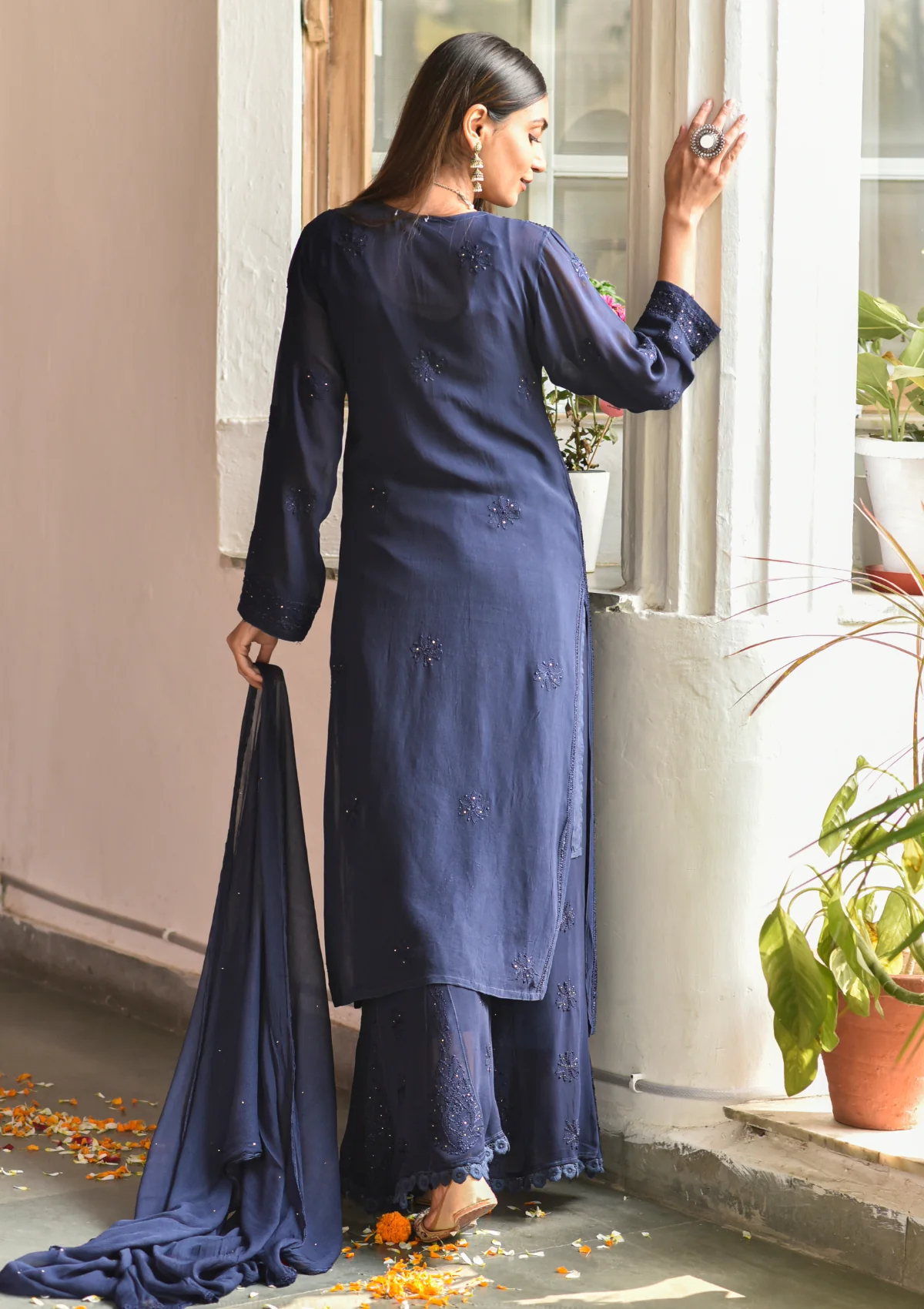 Chikankari Georgette Straight Kurta Set