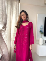 Vibrant Pink Chikankari Kurta Set