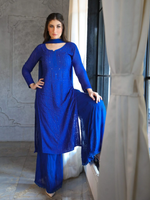 Bazaar Blue Full Sleeves Chikankari Kurta Set