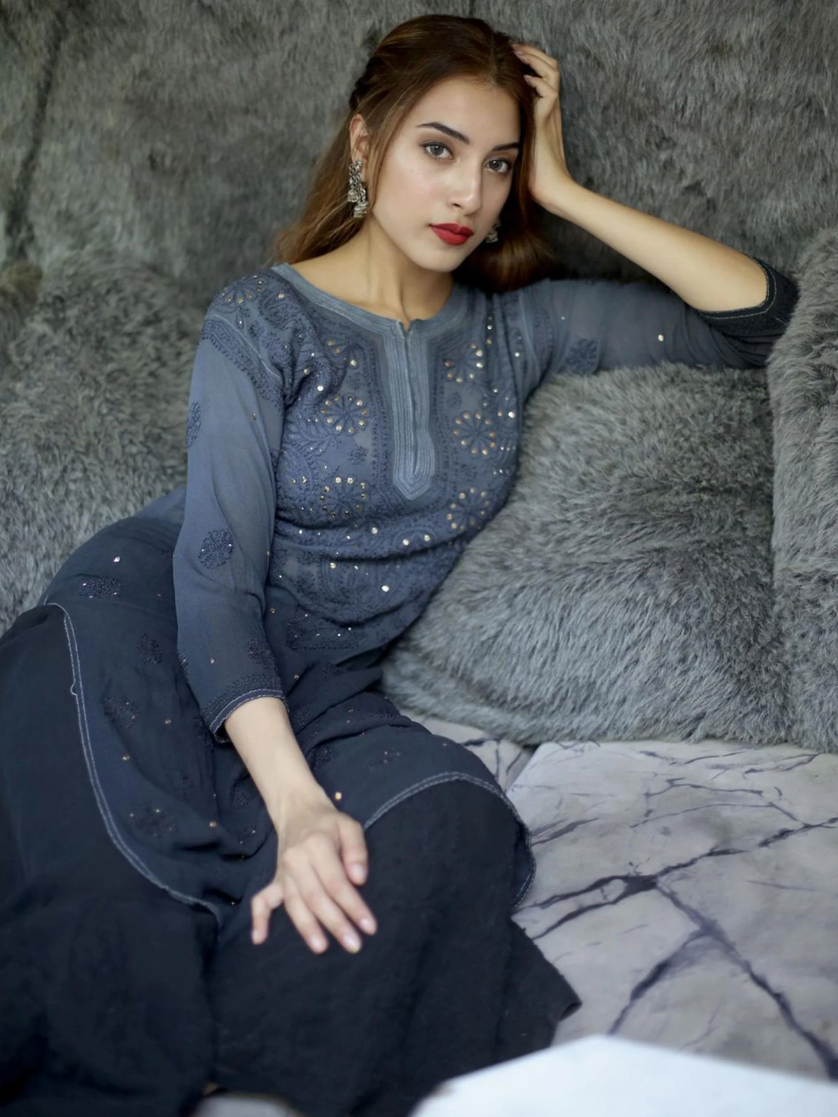 Excalibur Ombré Chikankari Kurta Set