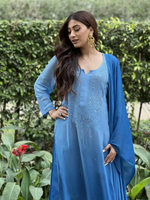 Stone Blue Chikankari Kurta Set