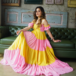 AMELIA PINK YELLOW MAXI GOWN