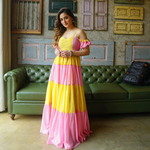 AMELIA PINK YELLOW MAXI GOWN