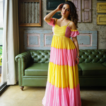 AMELIA PINK YELLOW MAXI GOWN