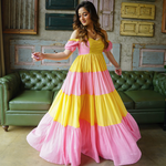 AMELIA PINK YELLOW MAXI GOWN