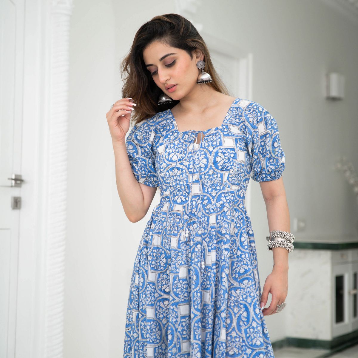 TWILIGHT PRINTED COTTON DRESS