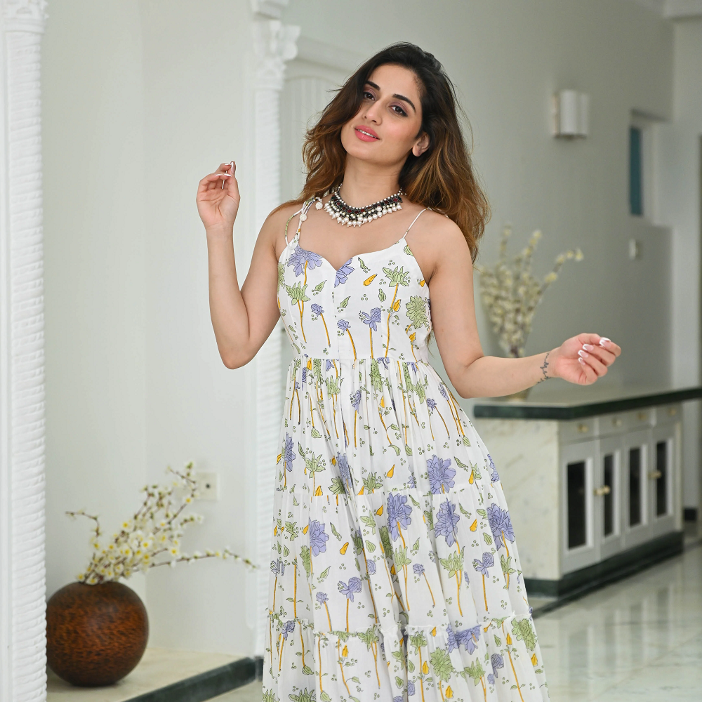 FLORAL JAAL PRINTED COTTON DRESS