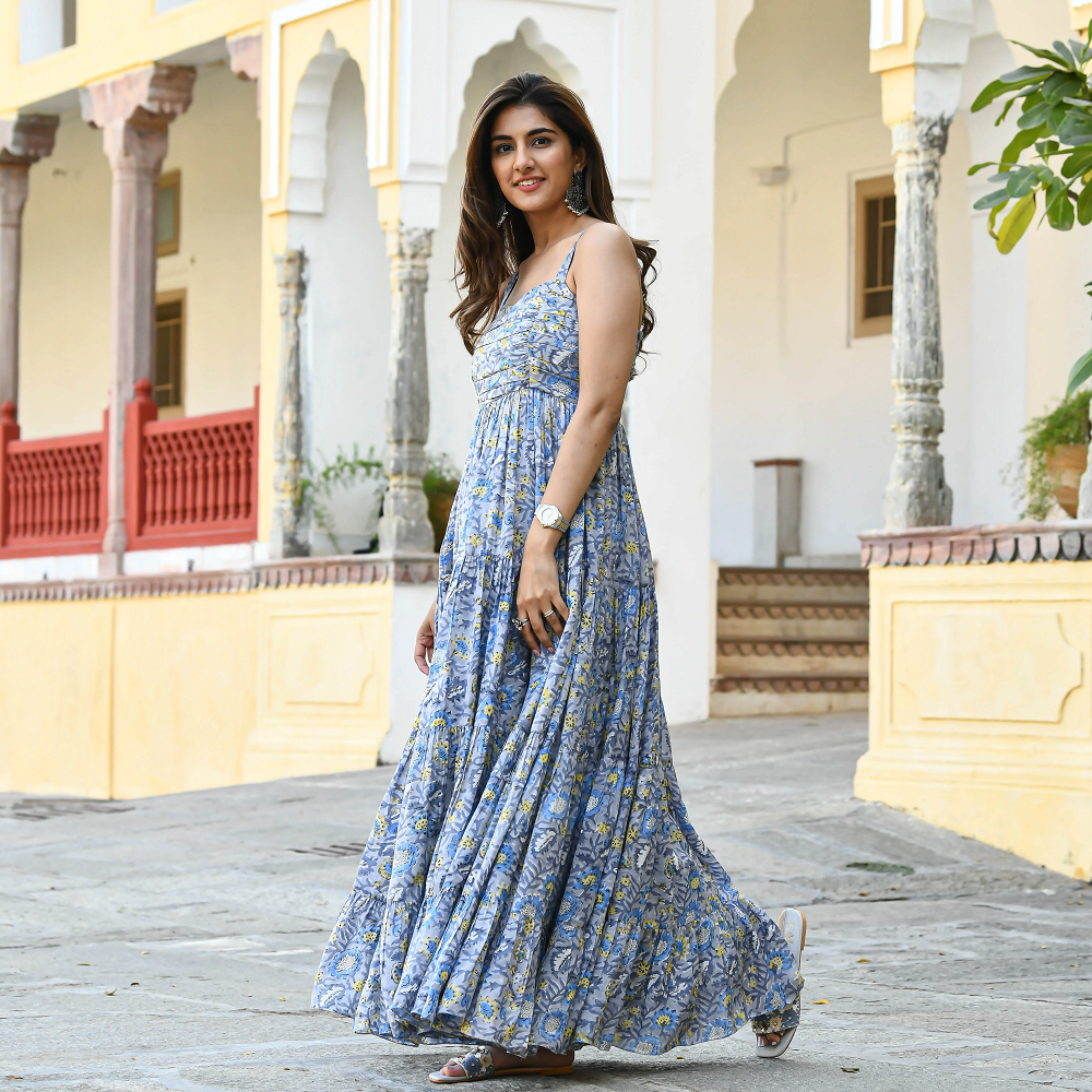 JAAL PRINT MOONGA SILK DRESS