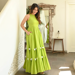 PARROT GREEN POMPOM DRESS