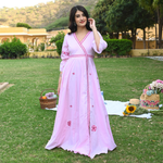 Cherry blossom pink designer cotton ethnic dress for women