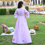 Cherry blossom pink designer cotton ethnic dress for women