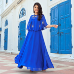 Designer blue cut sleeves shrug dress women