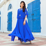 Designer blue cut sleeves shrug dress women