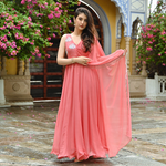 Pink cut sleeves designer indowestern dress for women